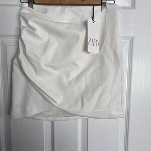 NWT Zara White Draped Mini Skirt